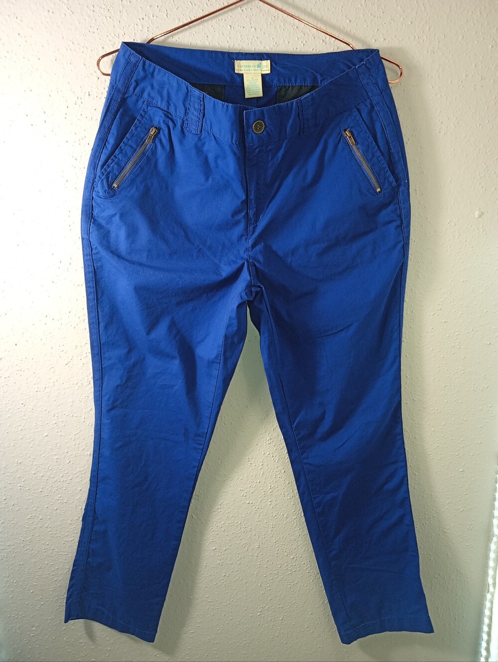 Caribbean Joe Women's Casual Blue Cotton Blend Pants sz 8